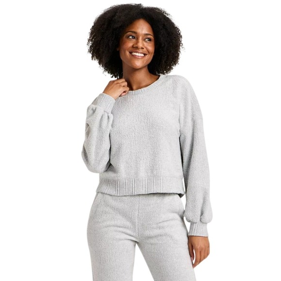 Auden Tops - Auden Women's Gray Teddy Long Sleeve Pullover Sweatshirt Size Small
